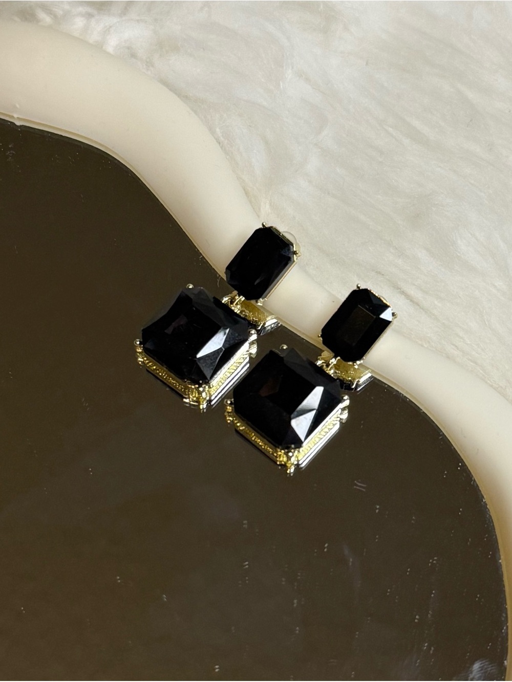 Square crystal earrings
